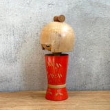 Vintage Kokeshi #099 - "Red Kimono & Bow" - Short