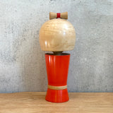 Vintage Kokeshi #099 - "Red Kimono & Bow" - Short