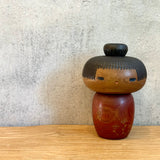 Vintage Kokeshi #090 - "Red Kimono w/ Flowers" Yamanaka