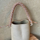 Basket Vase - Orange & Blue Woven Handle