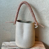 Basket Vase - Orange & Blue Woven Handle