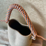 Basket Vase - Orange & Blue Woven Handle