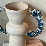 Bulb Vase - Blue & White Ruffled Handles