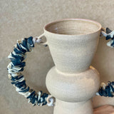 Bulb Vase - Blue & White Ruffled Handles