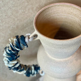 Bulb Vase - Blue & White Ruffled Handles