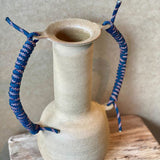 Bottle Vase - Blue & Pink Woven Handles