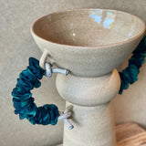 Pedestal Chalice Vase - Green Ruffled Handles