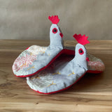 Japanese Pot Holders (pair) - Chicken Shaped - Hand Stitched