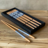 Japanese Wooden Chopstick Set - Indigo Pattern