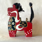 Japanese Vintage Wooden Horse - Red - Large