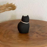 Japanese Carved Wooden Black Kitten