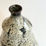 "Shirahagi on Tenmoku" Vase - Grooved- Medium • May25 • TH0308