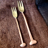 Brass & Copper "Bean" Forks