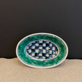 Japanese Oval Ceramic Dish by Mansaku Nakao