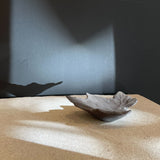 Japanese Dark Ceramic Leaf Dish by Shino Takada