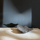 Japanese Dark Ceramic Leaf Dish by Shino Takada