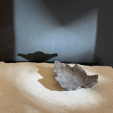 Japanese Dark Ceramic Leaf Dish by Shino Takada