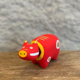 Japanese Hariko "Akabeko" Red Cows (with nodding head)
