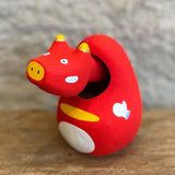Japanese Hariko "Akabeko" Red Cows (with nodding head)