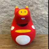 Japanese Hariko "Akabeko" Red Cows (with nodding head)