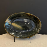 Japanese Dark Green Ceramic Platter by Eiji Matsumura