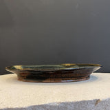 Japanese Dark Green Ceramic Platter by Eiji Matsumura