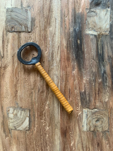 Cast Iron Bottle Opener with Leather Handle