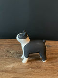 Japanese Carved Wooden Dog - Boston Terrier