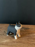 Japanese Carved Wooden Dog - Boston Terrier