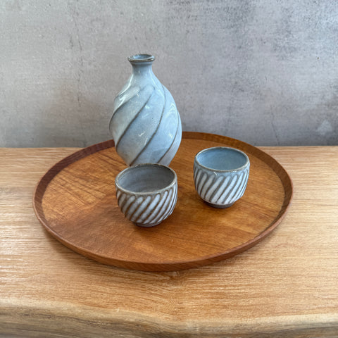 Sake Set - "White Straw" Tokkuri (Sake Pourer) - Twist Faceted • May25 • TH0404