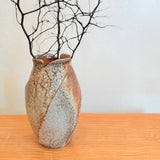 Wood Fired Vase - Twist Faceted - Medium • May25 • TH0105