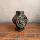 Vase - Medallion / Scroll - Dark-Brown Wash - Small