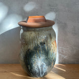 Storage Jar (Lidded) #01 - Wood Fired - Ash & Shino Glaze - July 2024