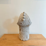 "Moon Bulb in White Crackle" - Tall