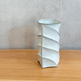 Cylinder Vase - Twist Faceted - "Shirahagi" • May25 • TH0209