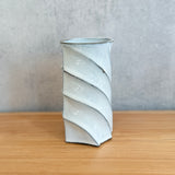 Cylinder Vase - Twist Faceted - "Shirahagi" • May25 • TH0209