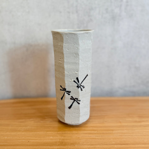 Cylinder Vase - Faceted - "Dragonfly" • May25 • TH0208