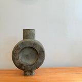 Pedestal "Disk" Vase - Large - Pale Green Wash