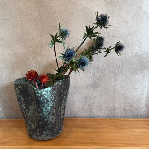 Wave Vase - Green Speckle - Large • Dec24
