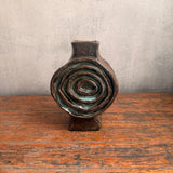 Vase - Medallion / Scroll - Dark-Brown Wash - Small
