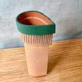 "Wing" Vase - Terracotta & Green - Medium