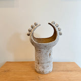 "Moon Bulb in White Crackle" - Tall