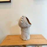 "Moon Bulb in White Crackle" - Tall