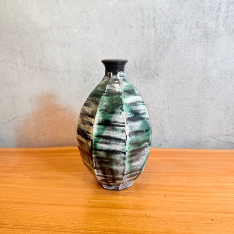 Green & White Tokkuri (Sake Pourer) - Faceted • May25 • TH0410