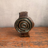 Vase - Medallion / Scroll - Dark-Brown Wash - Small