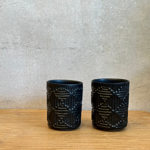 Matte Black Cup - Carved