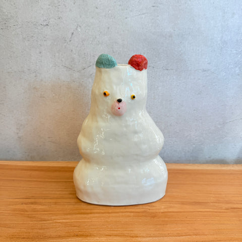 "Some White Bears" Vase - Small #01 (Green & Red) • serious PLAY