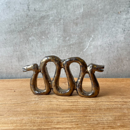 "Two Snakes" Incense Holder in Gold Gloss