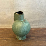 Pedestal "Pod" Vase - Rounded - Dark Green Wash - Small
