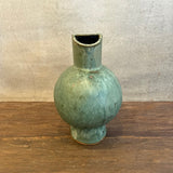 Pedestal "Pod" Vase - Rounded - Dark Green Wash - Small